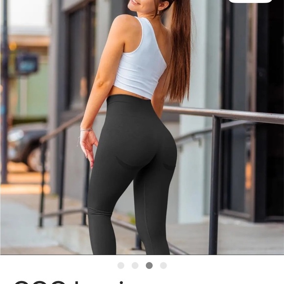 OQQ Black high waisted seamless butt lifting leggings Sz XL - Picture 10 of 10